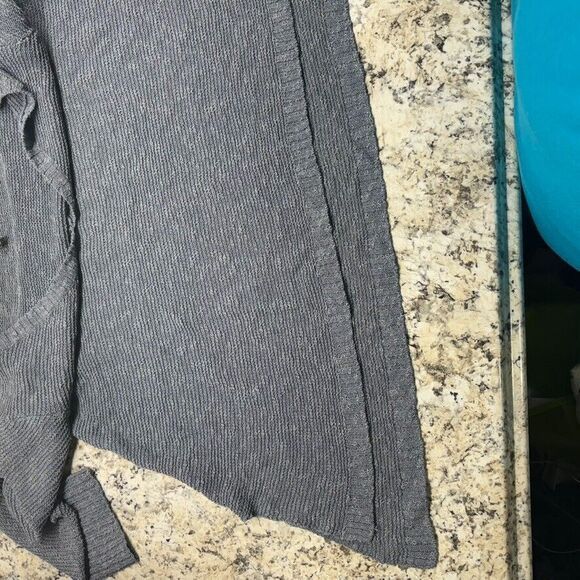 Eileen Fisher Sweater Gray Size M Linen Blend V Neck Pullover Loose Knit - Picture 6 of 11
